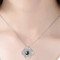 Four Leaf Clover Projection Couple Necklace, 100 Languages I Love You Memory Pendant