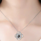 Four Leaf Clover Projection Couple Necklace, 100 Languages I Love You Memory Pendant