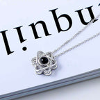 hexagram projection necklace、six-pointed star pendant、custom photo projection jewelry、celestial star necklace、personalized memory keepsake、romantic couple gift