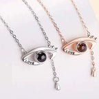 Eyes Only For You projection necklace、custom photo projection pendant、personalized memory jewelry、hidden photo necklace、romantic couple gift、keepsake necklace