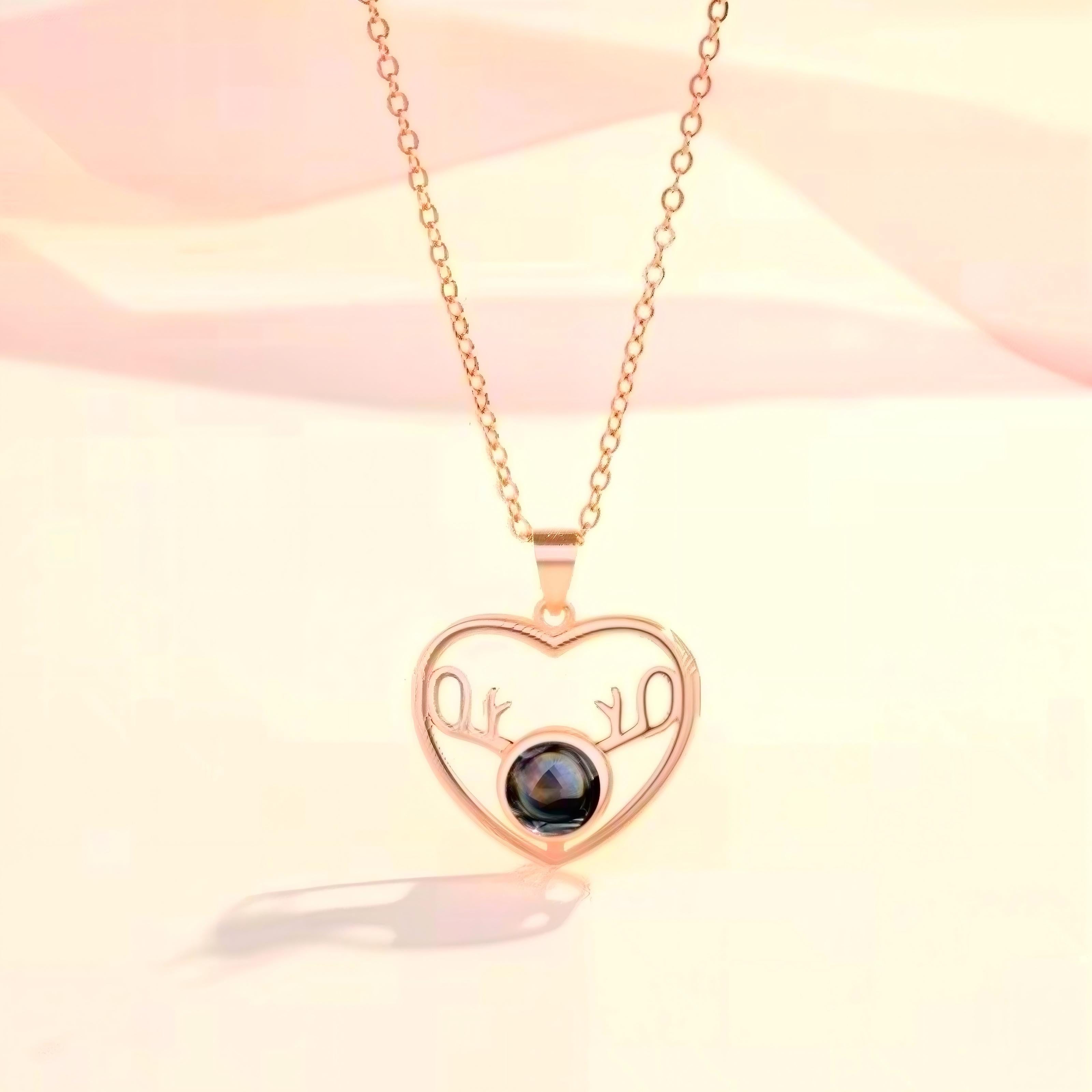 Heart Projection Necklace, Love Memory Keepsake Pendant(Micro-carved images)
