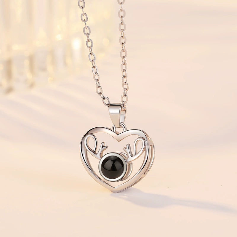 Heart Projection Necklace, Love Memory Keepsake Pendant(Micro-carved images)