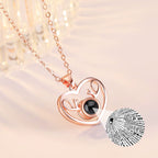 Heart Projection Necklace, Love Memory Keepsake Pendant(Micro-carved images)