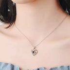 heart to heart projection necklace、interlocking hearts pendant、custom photo projection jewelry、romantic couple necklace、personalized memory keepsake、love connection gift