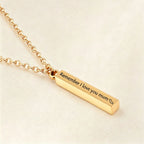 Personalized Engraved Bar Necklace | Custom Stainless Steel Vertical Pendant | Minimalist Layering Jewelry