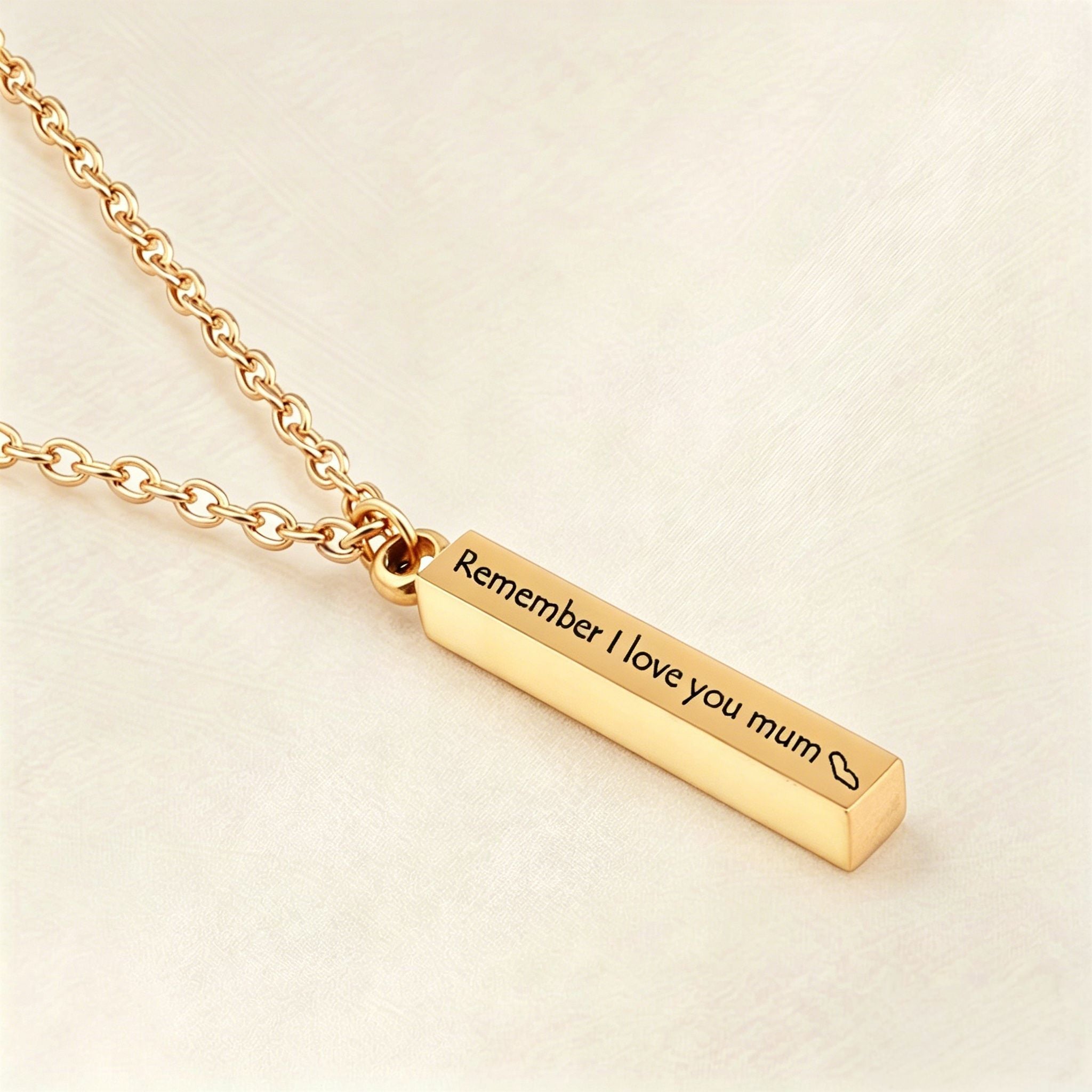 Personalized Engraved Bar Necklace | Custom Stainless Steel Vertical Pendant | Minimalist Layering Jewelry
