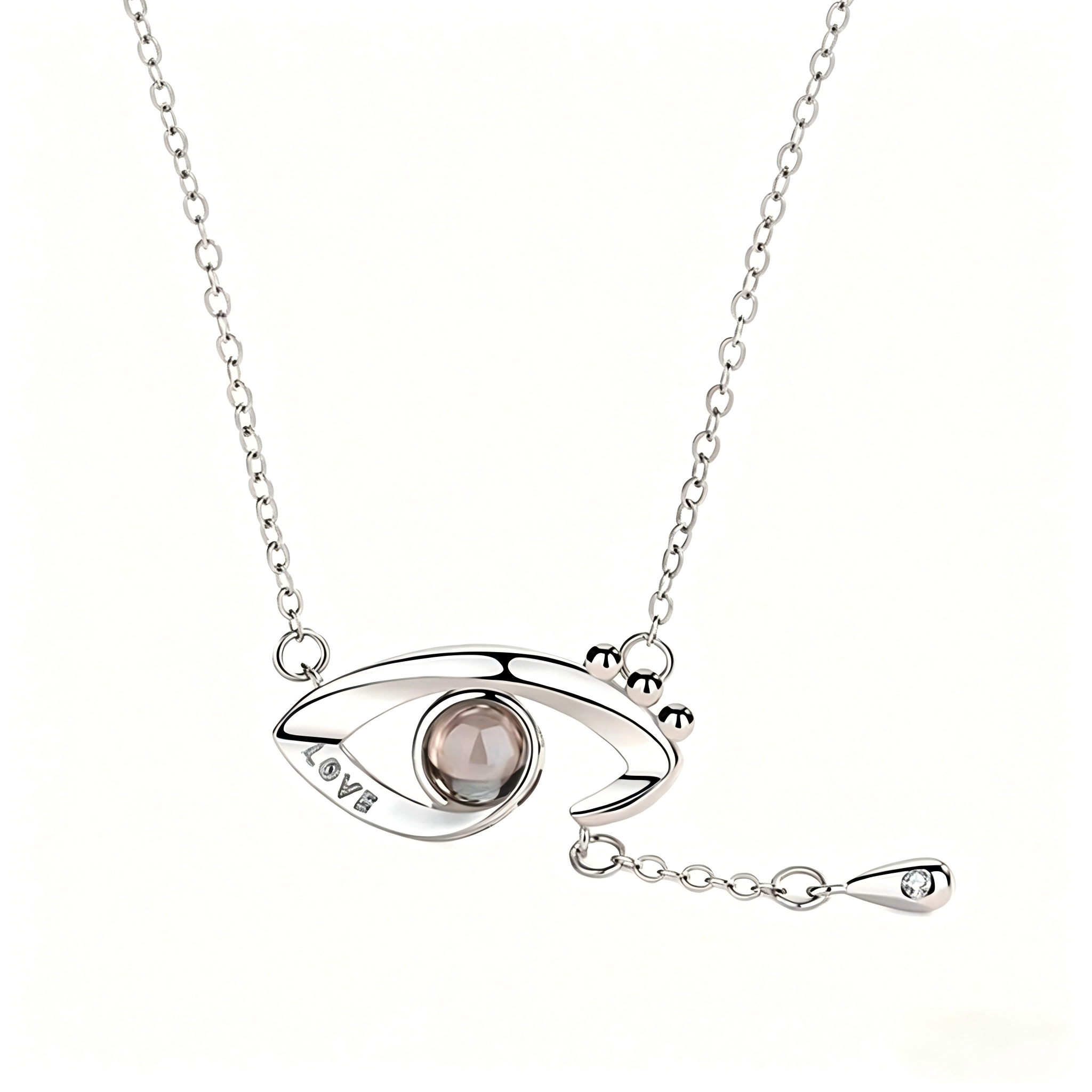 Eyes Only For You projection necklace、custom photo projection pendant、personalized memory jewelry、hidden photo necklace、romantic couple gift、keepsake necklace