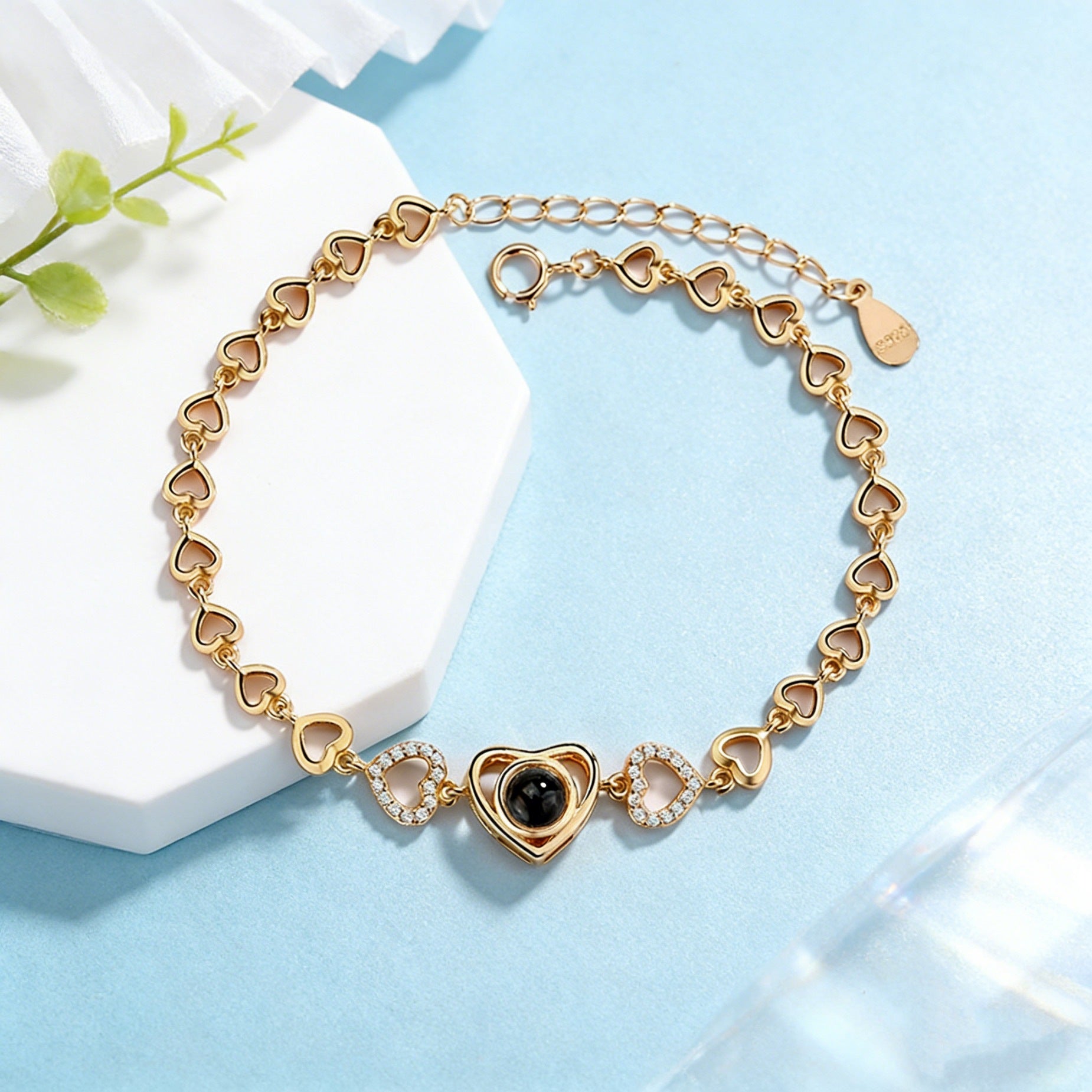 Custom Heart Projection Bracelet With Personalized Color Photo