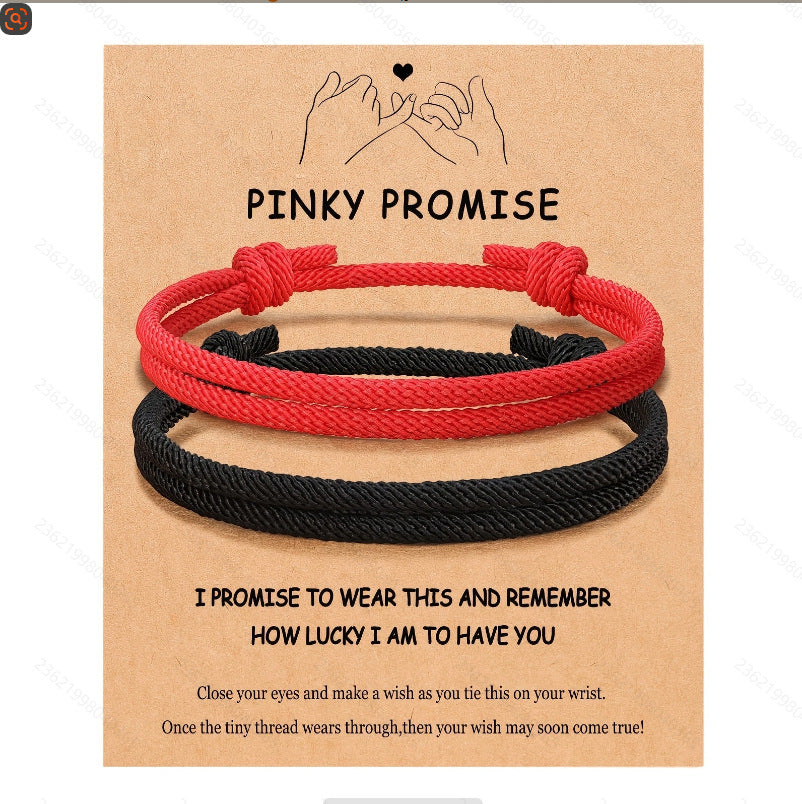 Black and White Couple Bracelet Set, Custom Text Card Friendship Birthday Gift