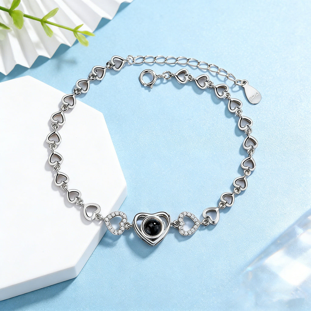 Custom Heart Projection Bracelet With Personalized Color Photo