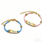 Custom Engraved Heart Cutout Braided Couple Bracelet