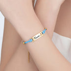 Custom Engraved Heart Cutout Braided Couple Bracelet