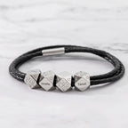 Men's Hand Rope with Custom Engraved 3D Multi-Face Beads