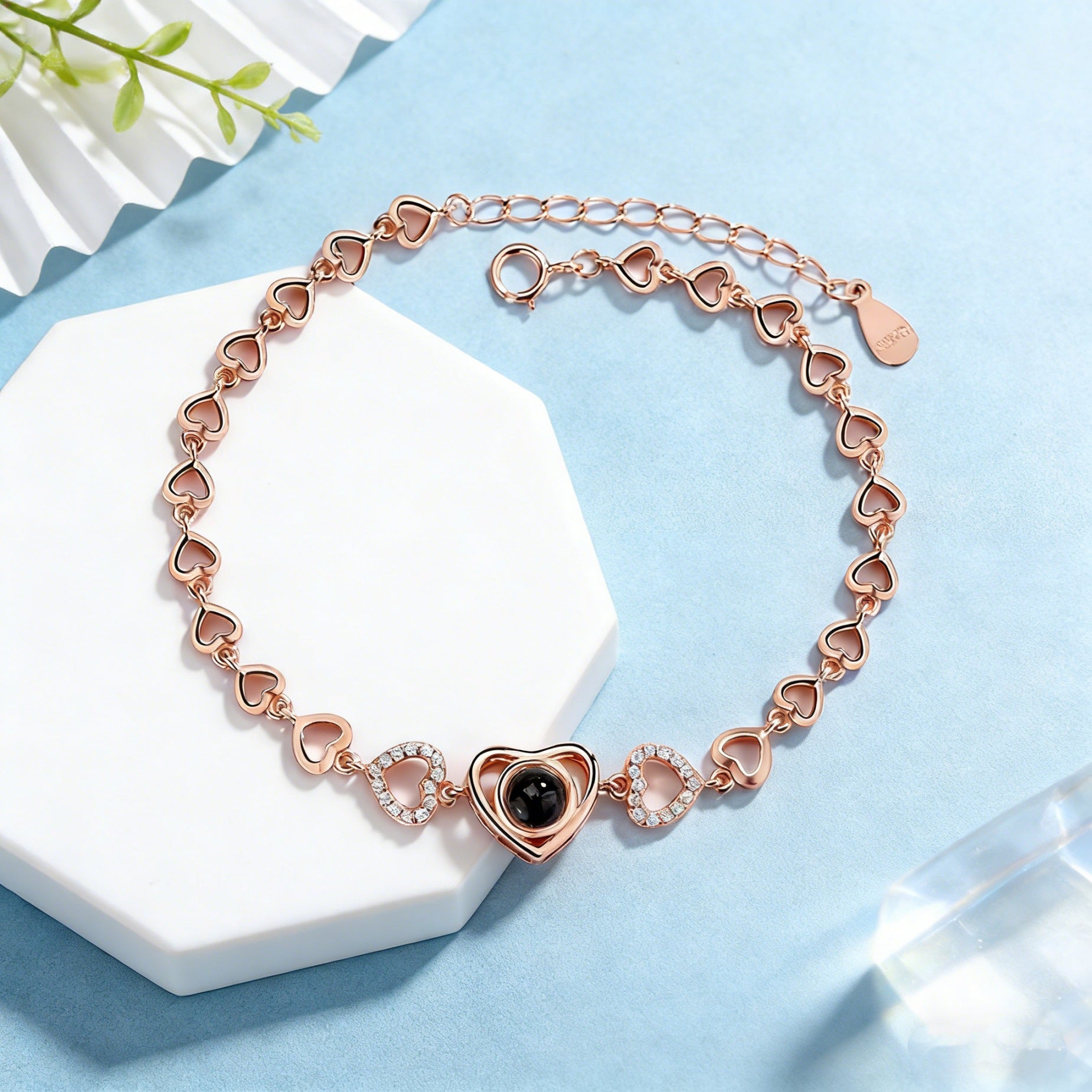 Custom Heart Projection Bracelet With Personalized Color Photo