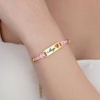 Custom Engraved Heart Cutout Braided Couple Bracelet