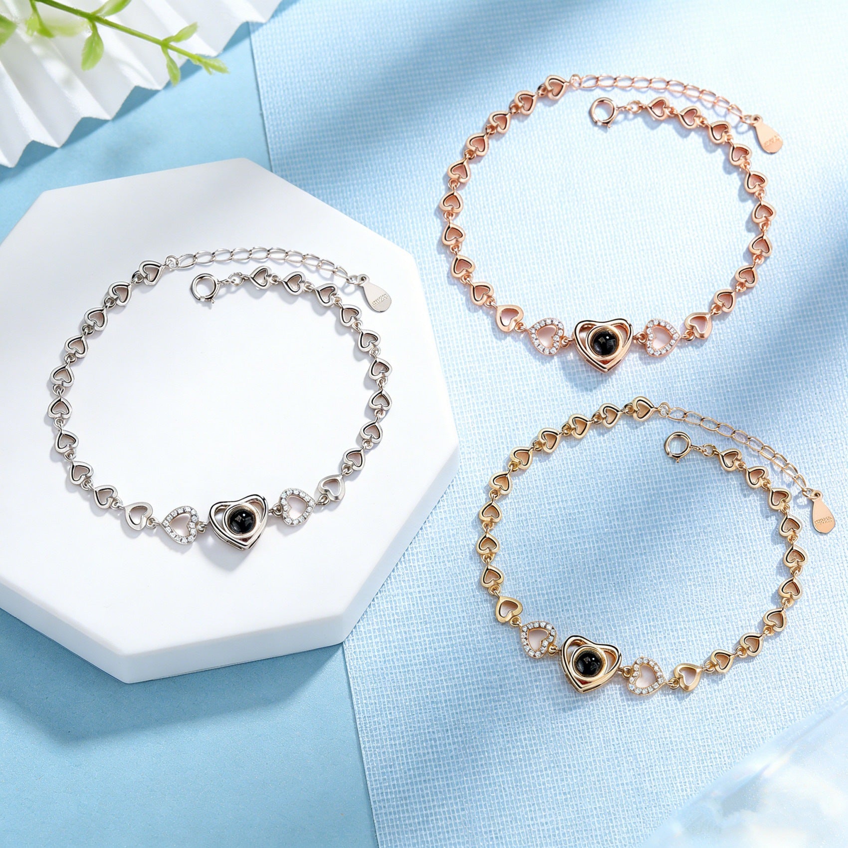 Custom Heart Projection Bracelet With Personalized Color Photo