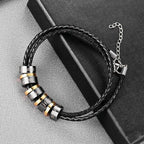 Hot Sale Men's Braided Leather Bracelet, Titanium Steel DIY Engraved Beaded Luxury Gift