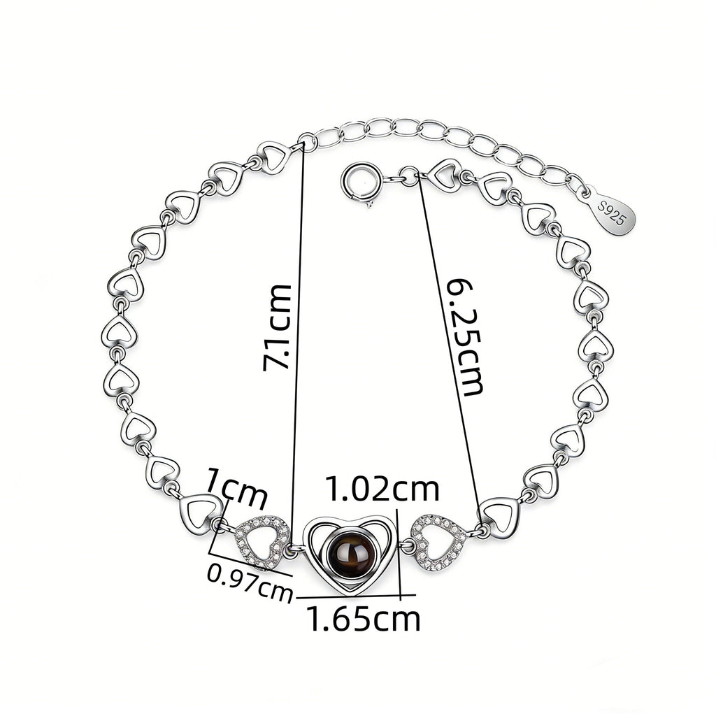 Custom Heart Projection Bracelet With Personalized Color Photo