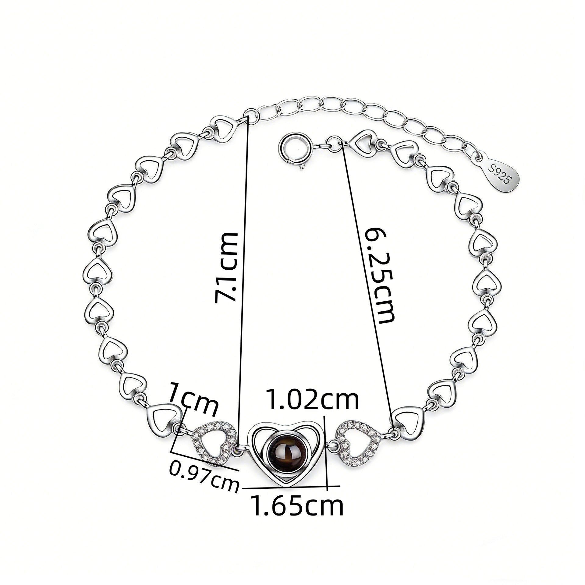 Custom Heart Projection Bracelet With Personalized Color Photo