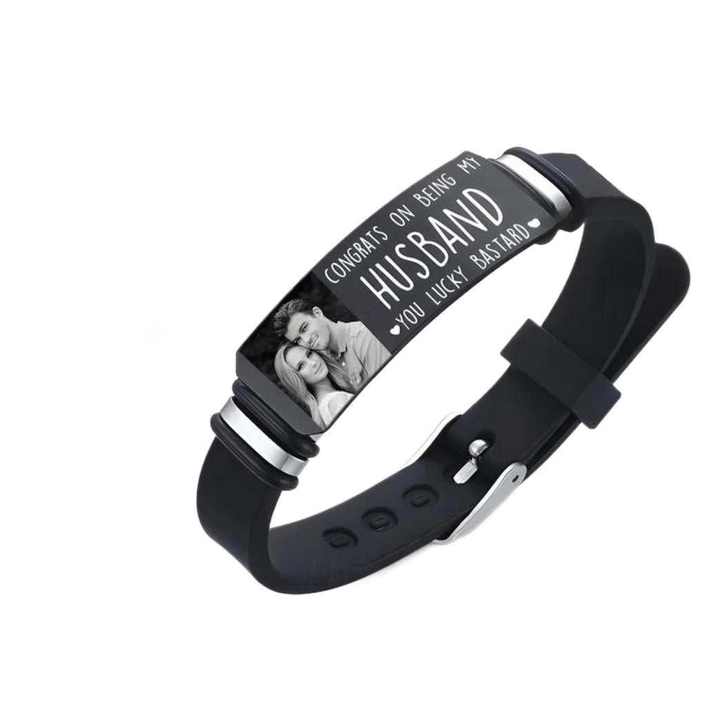 Personalized Valentine Bracelet, Custom Color Print & Engraved Bangle