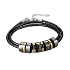 Hot Sale Men's Braided Leather Bracelet, Titanium Steel DIY Engraved Beaded Luxury Gift