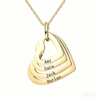 Personalized Triple Heart Name Necklace - Custom Engraved Stainless Steel Pendant for Mom, Best Friend & Family - Memorial & Gift Jewelry