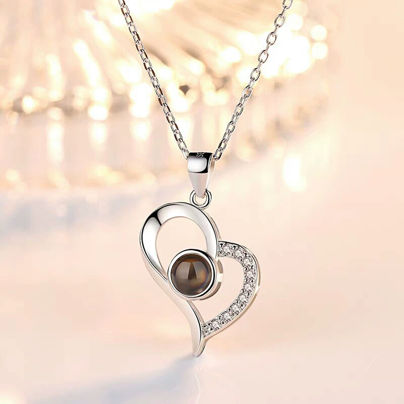 Personalized heart-shaped pavé necklace