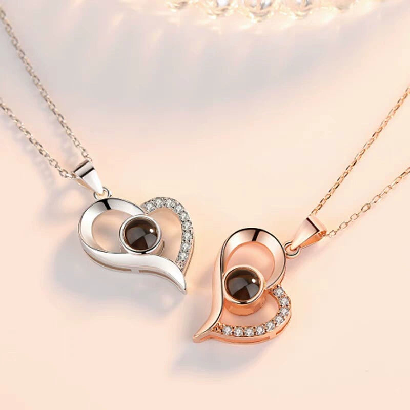 Personalized heart-shaped pavé necklace