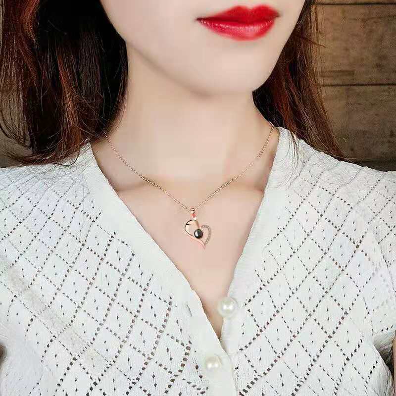 Personalized heart-shaped pavé necklace