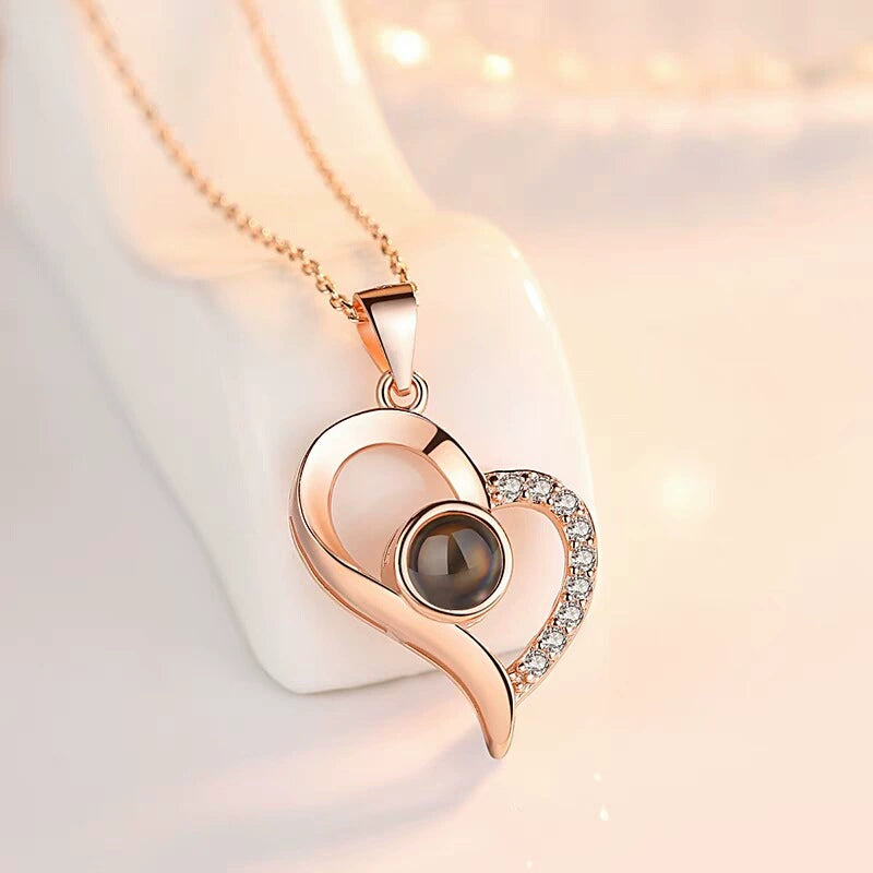 Personalized heart-shaped pavé necklace