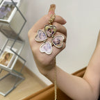4-Panel 3D Heart Locket Necklace, Matching Foldable Love Pendant Jewelry