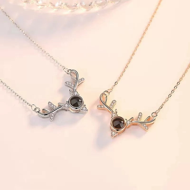 Love Memory Projection Necklace TikTok Trend 100 Languages I Love You Pendant（Micro-carved images）