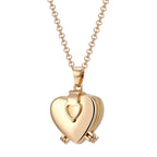 4-Panel 3D Heart Locket Necklace, Matching Foldable Love Pendant Jewelry