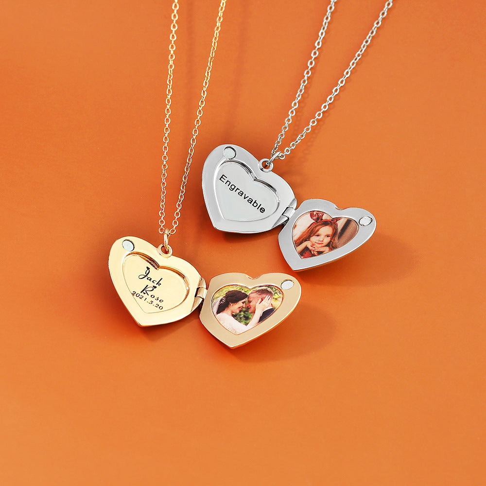 Minimalist Heart Locket Necklace, Elegant Heart Pendant Clavicle Chain for Women