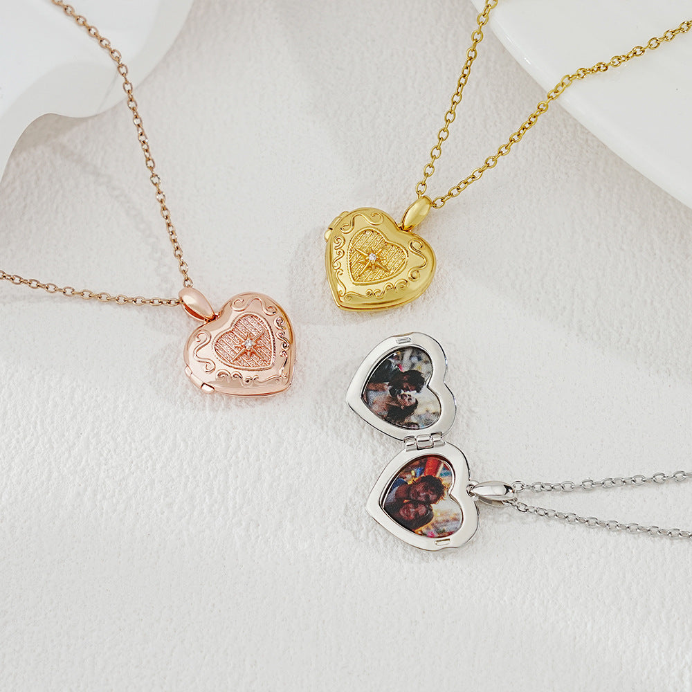 Photo Locket Pendant Necklace, Custom Picture Jewelry for Valentine's Day Gift