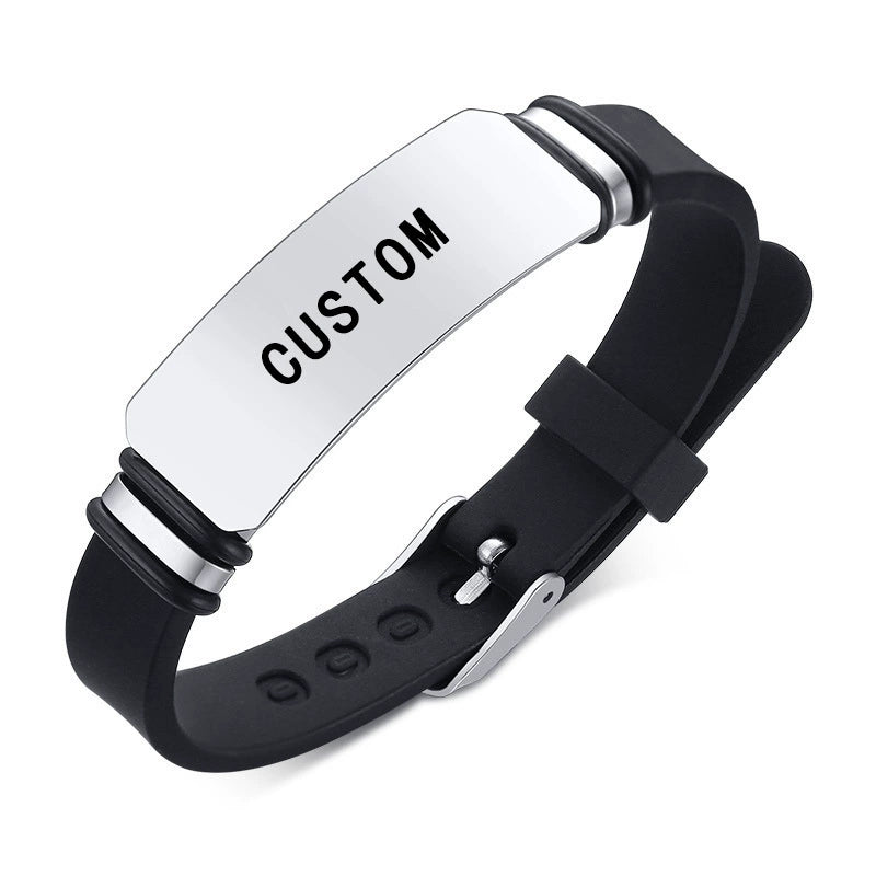 Personalized Valentine Bracelet, Custom Color Print & Engraved Bangle