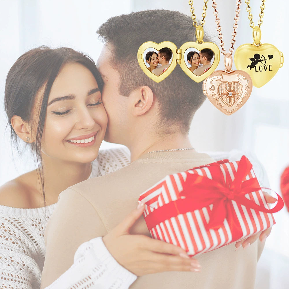 Photo Locket Pendant Necklace, Custom Picture Jewelry for Valentine's Day Gift