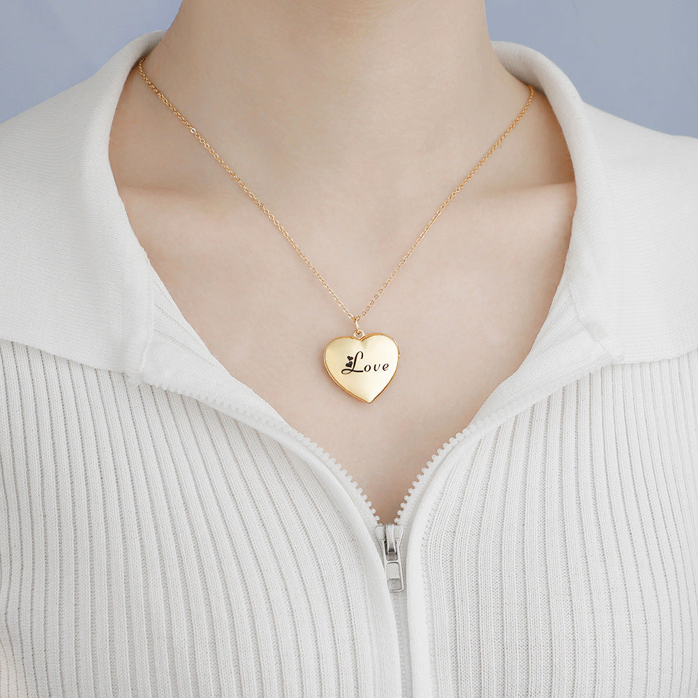 Minimalist Heart Locket Necklace, Elegant Heart Pendant Clavicle Chain for Women