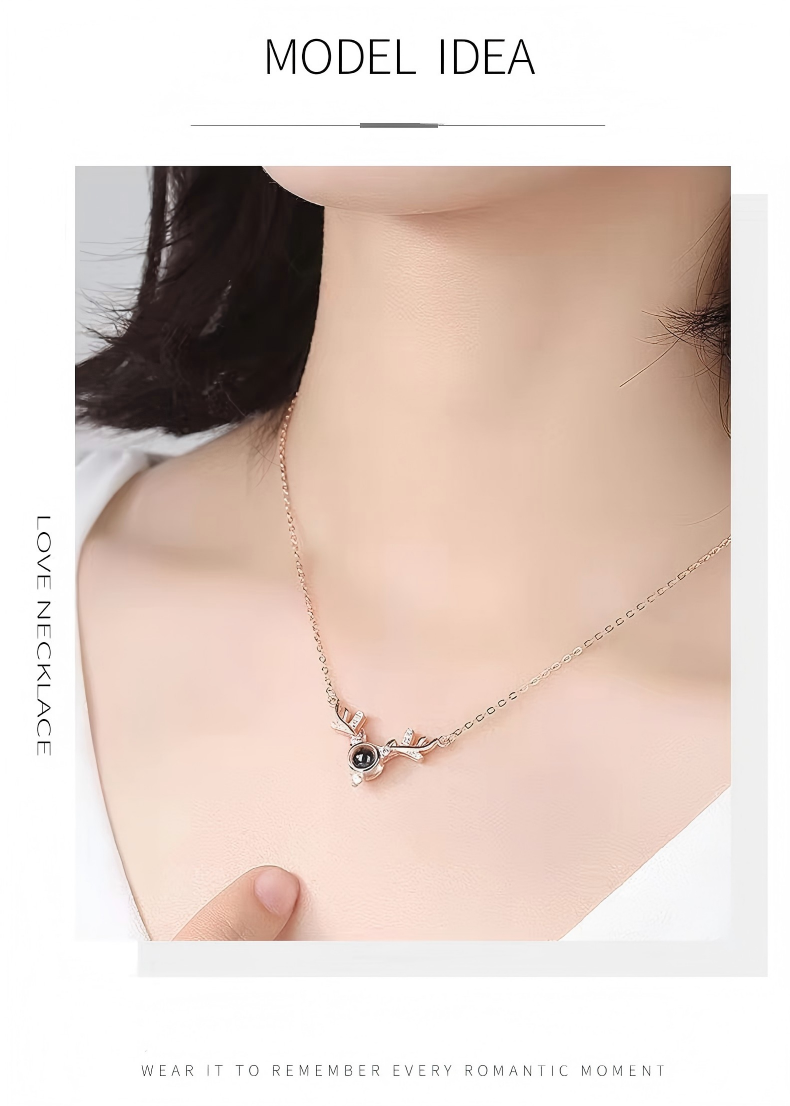 Love Memory Projection Necklace TikTok Trend 100 Languages I Love You Pendant（Micro-carved images）