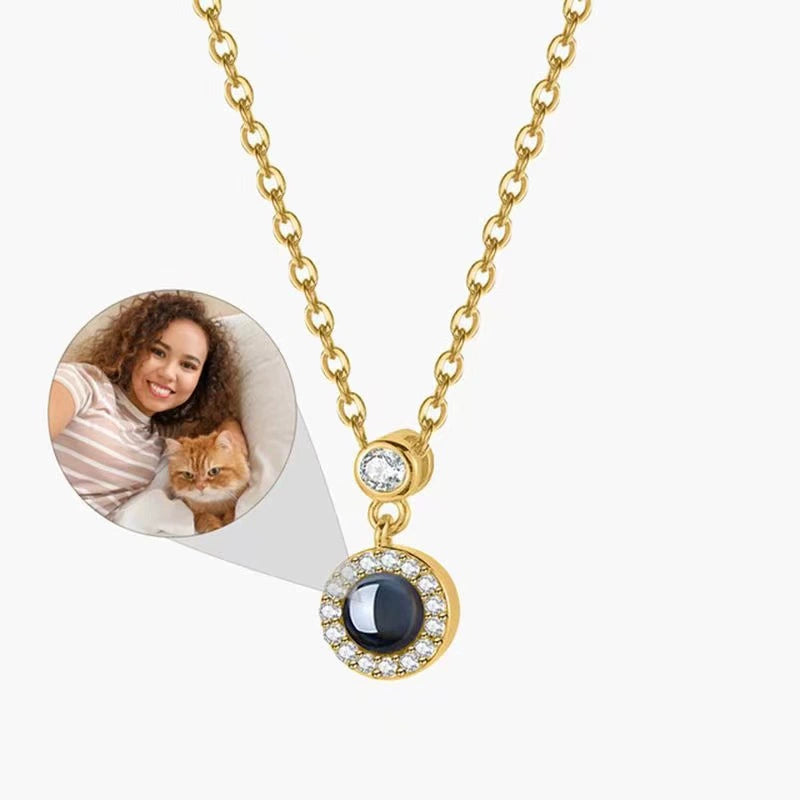 personalized projection necklace、custom photo pendant、100 languages i love you necklace、couple memory jewelry、romantic custom gift