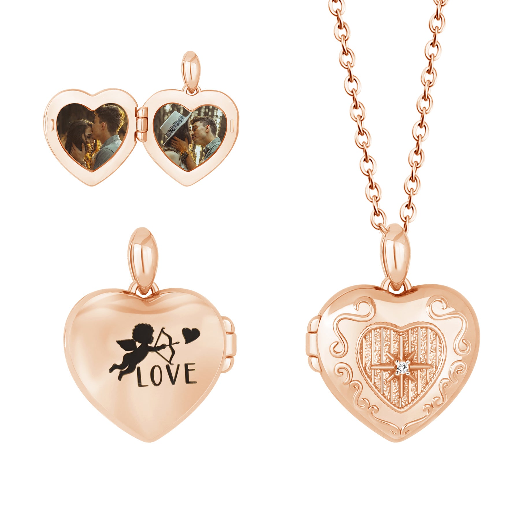 Photo Locket Pendant Necklace, Custom Picture Jewelry for Valentine's Day Gift