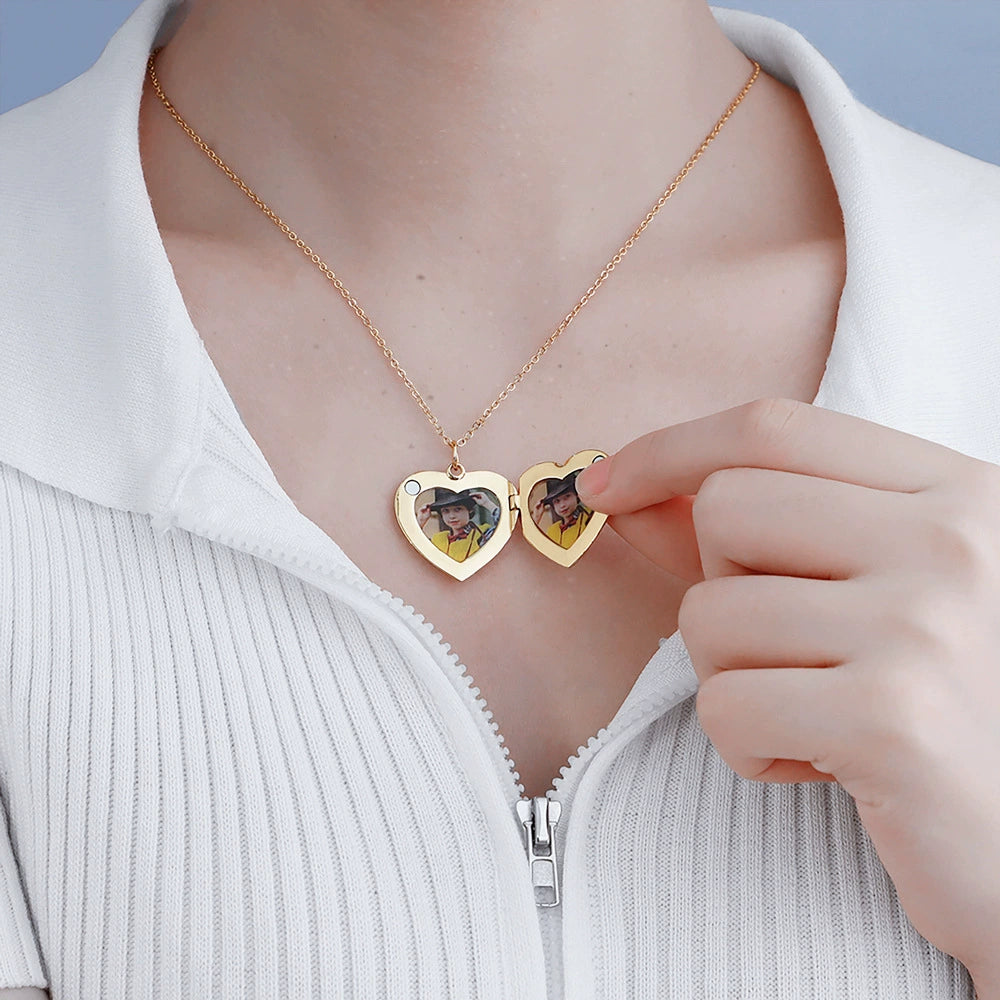 Minimalist Heart Locket Necklace, Elegant Heart Pendant Clavicle Chain for Women