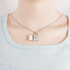 DIY Engraved Color Photo Heart Locket Necklace, Openable Pendant for Women