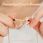Custom Birthstone Double Heart Bracelet, DIY Engraved Name Jewelry