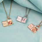 DIY Engraved Color Photo Heart Locket Necklace, Openable Pendant for Women