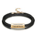 Braided Leather Bracelet with DIY Engraved Stainless Steel Beads, Men Jewelry