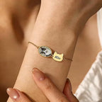 DIY Engraved Bracelet for Women, Personalized Pet Photo Jewelry, Adjustable Size