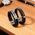 Vintage Leather Bracelet for Men, Personalized DIY Engraved Stainless Steel Wristband