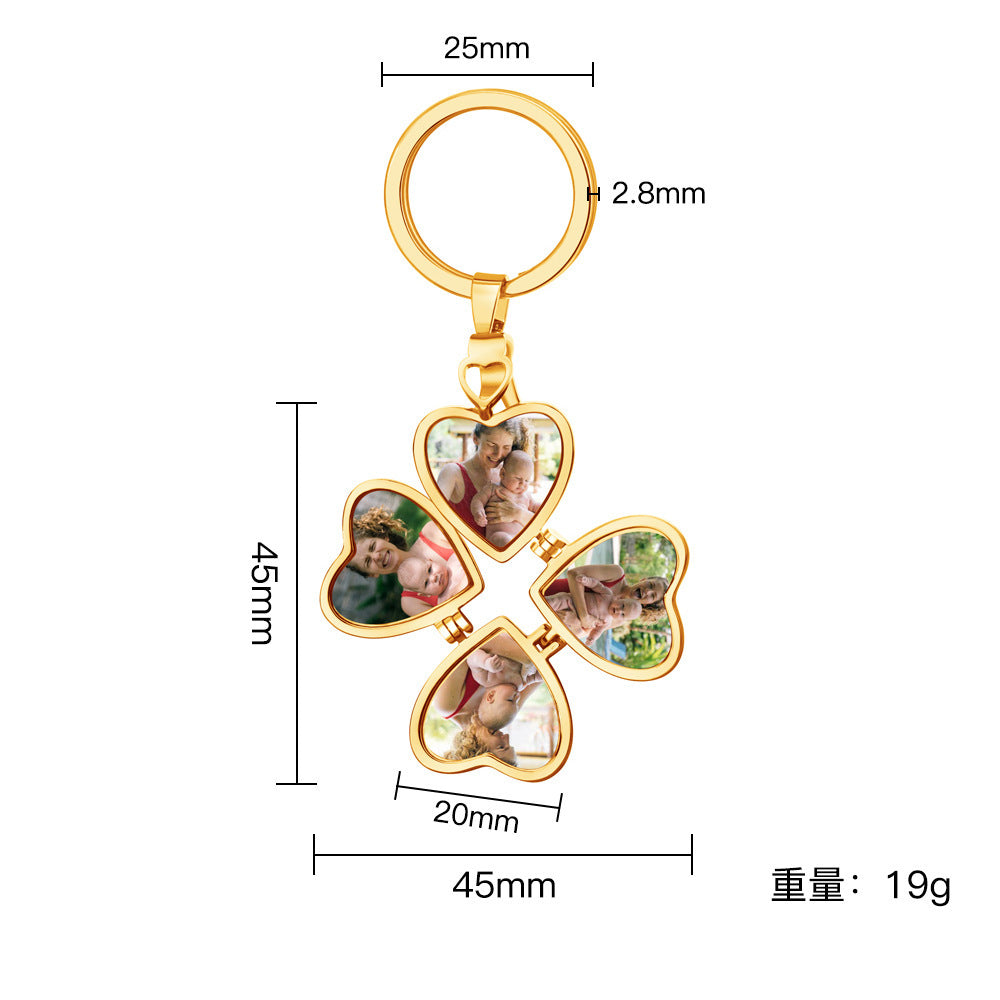4-Panel 3D Heart Locket Necklace, Matching Foldable Love Pendant Jewelry