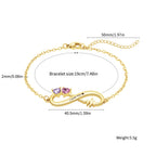 Custom 12 Month Birthstone Infinity Heart Bracelet, DIY Engraved Rhinestone Jewelry